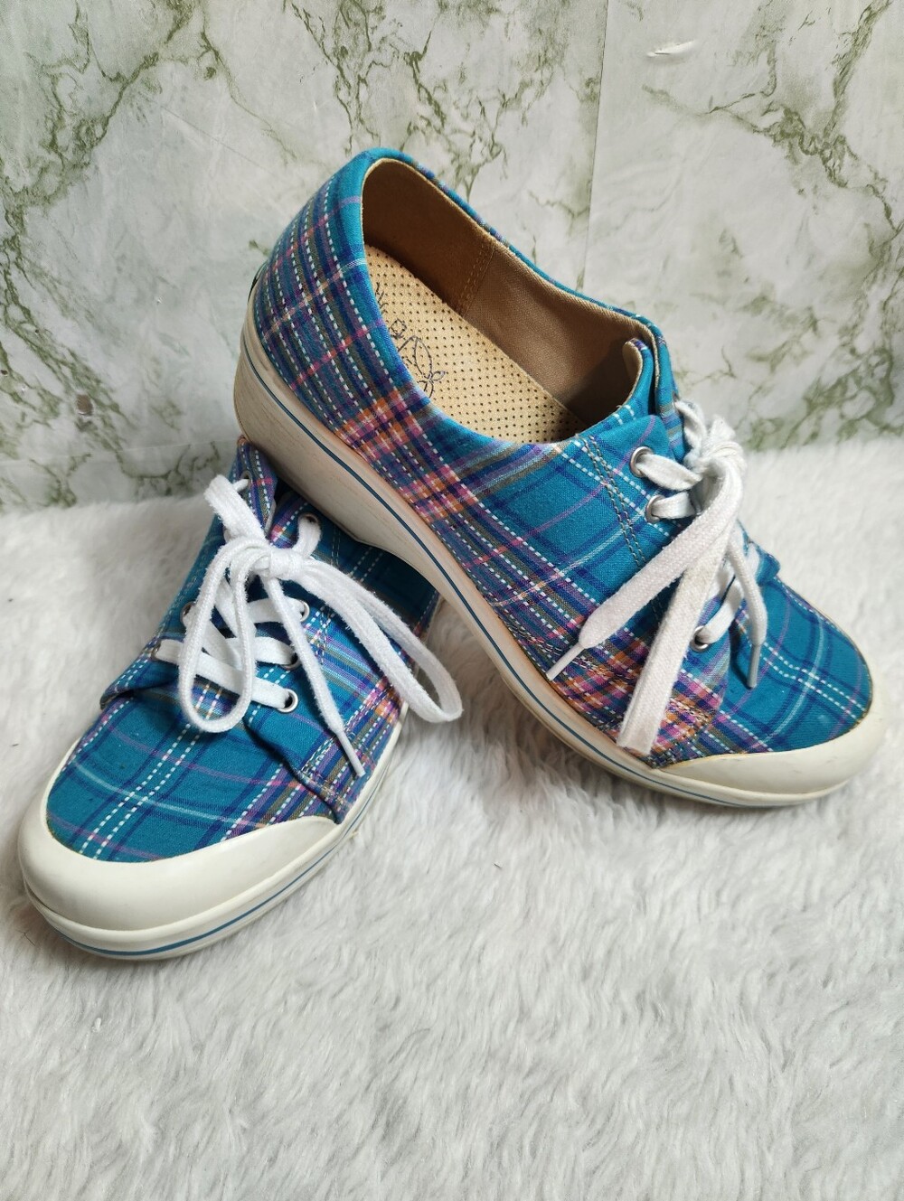 Dansko Plaid Sneaker-Look Clogs